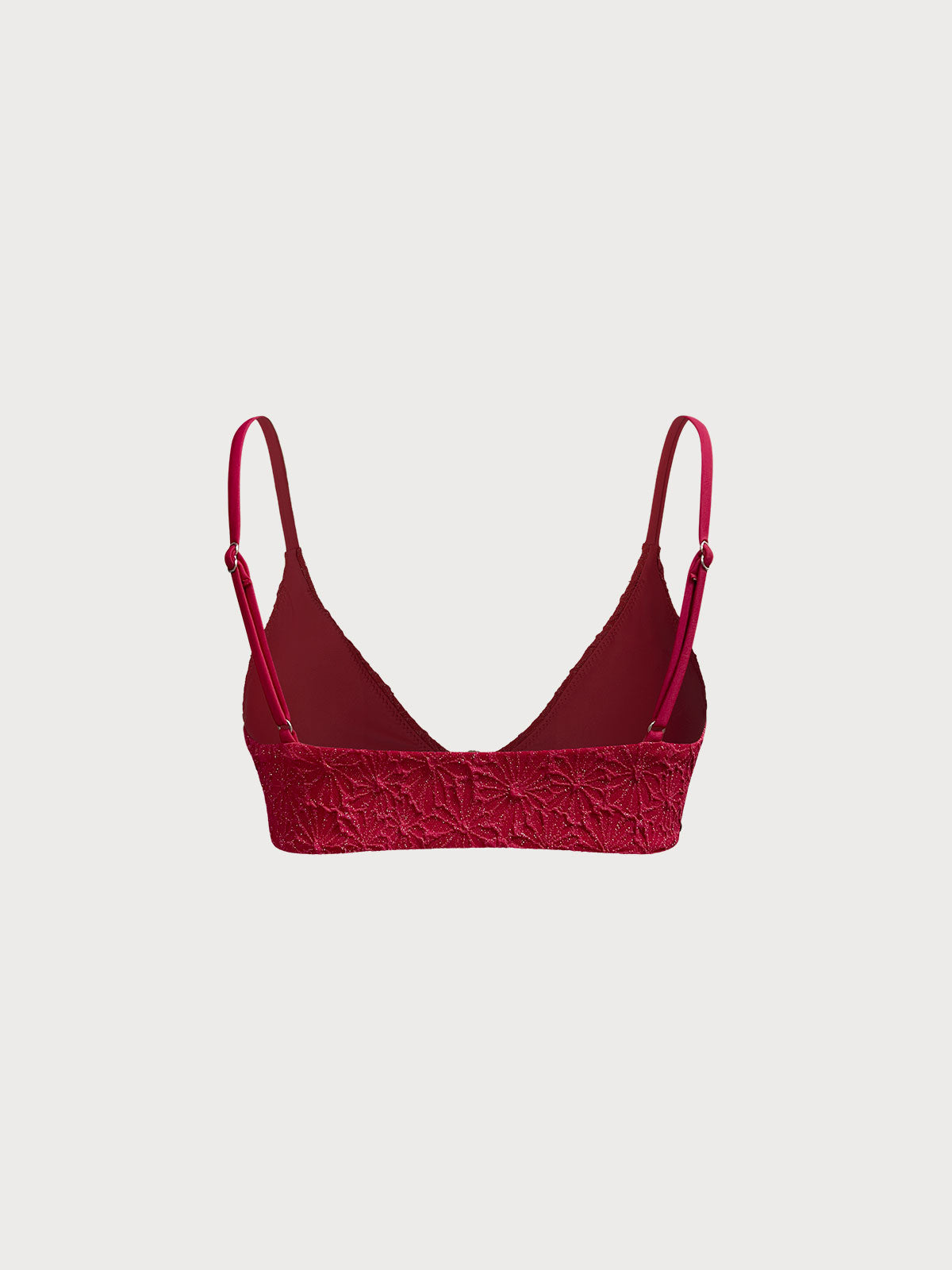 Wine Red Textured O-Ring Bikini Top