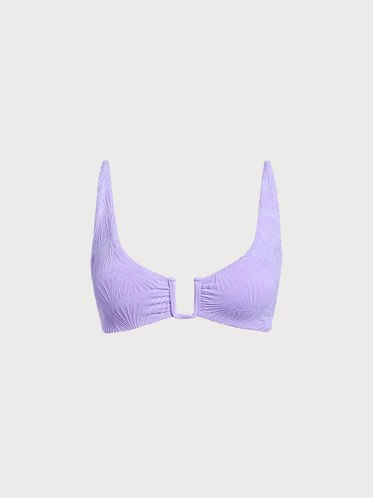Purple Jacquard U-Ring Cross Back Bikini Top
