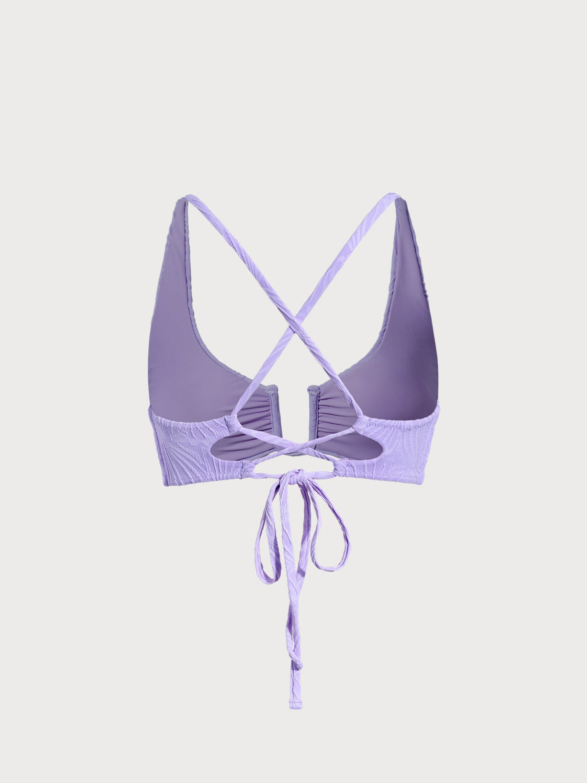 Purple Jacquard U-Ring Cross Back Bikini Top