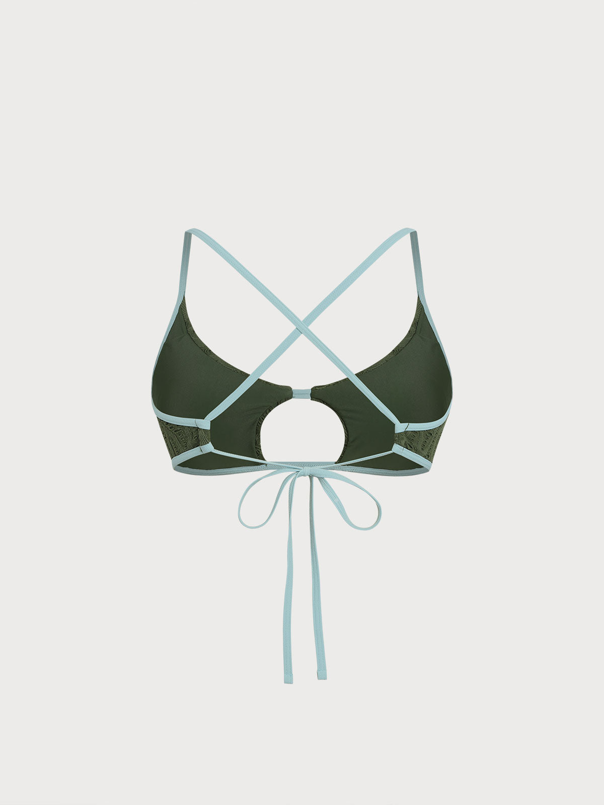 Dark Green Textured Cutout Bikini Top
