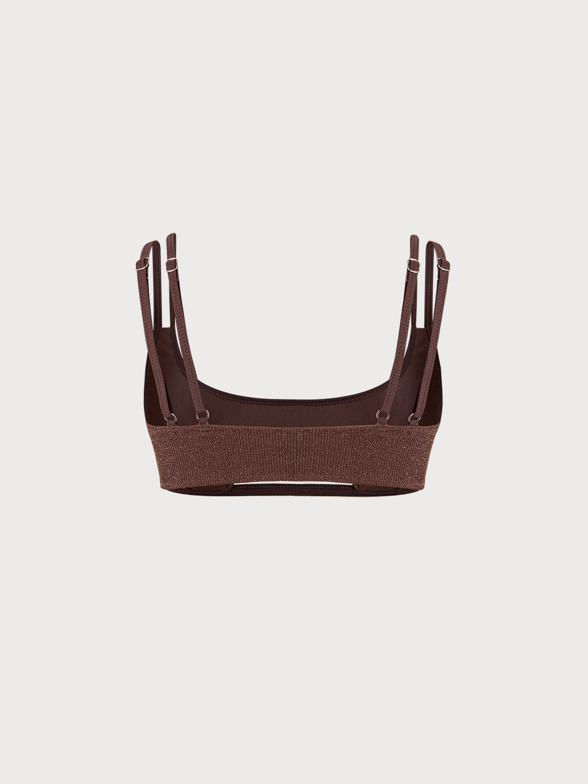 Dark Coffee Cutout Strappy Bikini Top