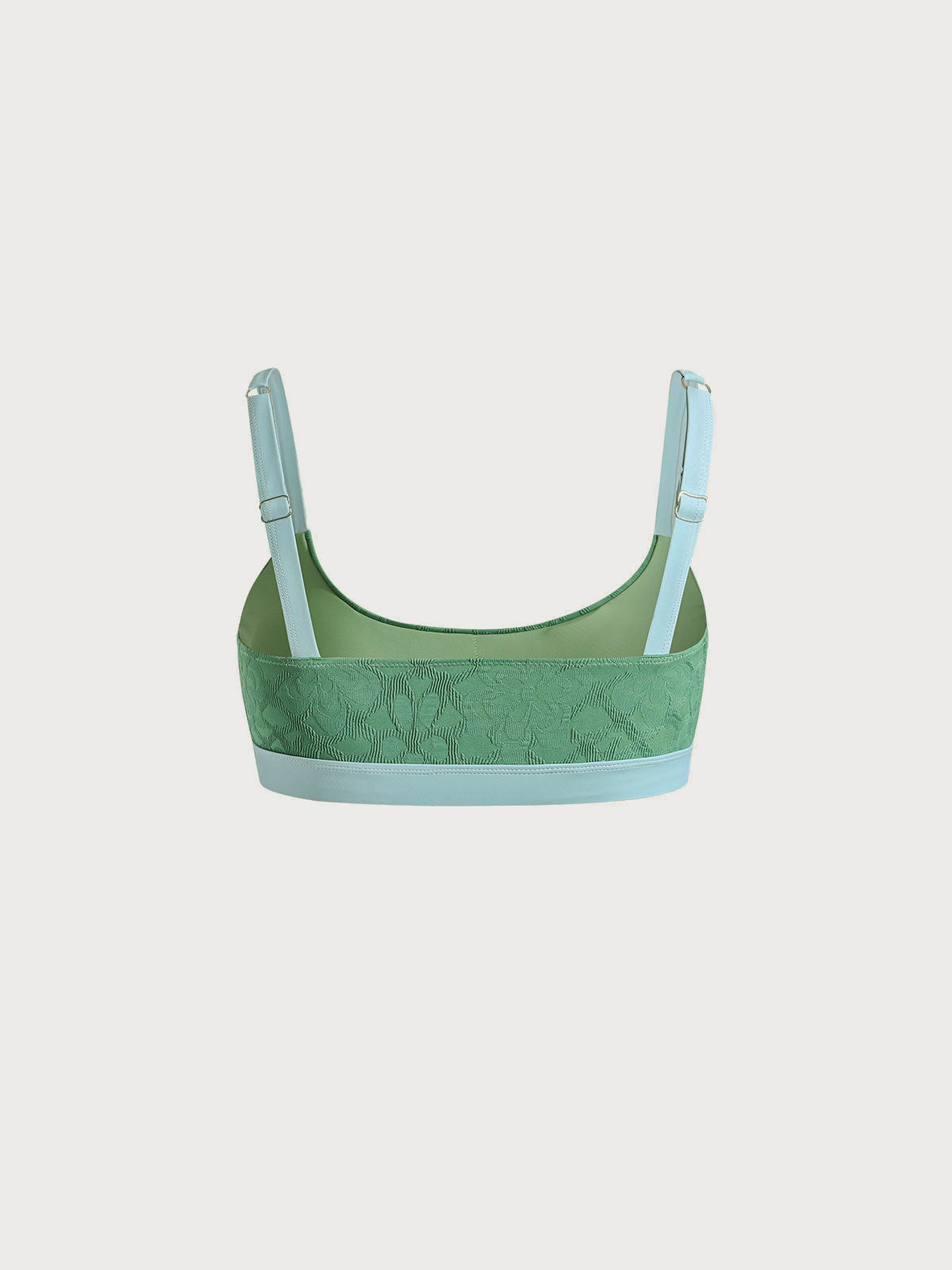Dark Green Contrast Trim Plus Size Bikini Top
