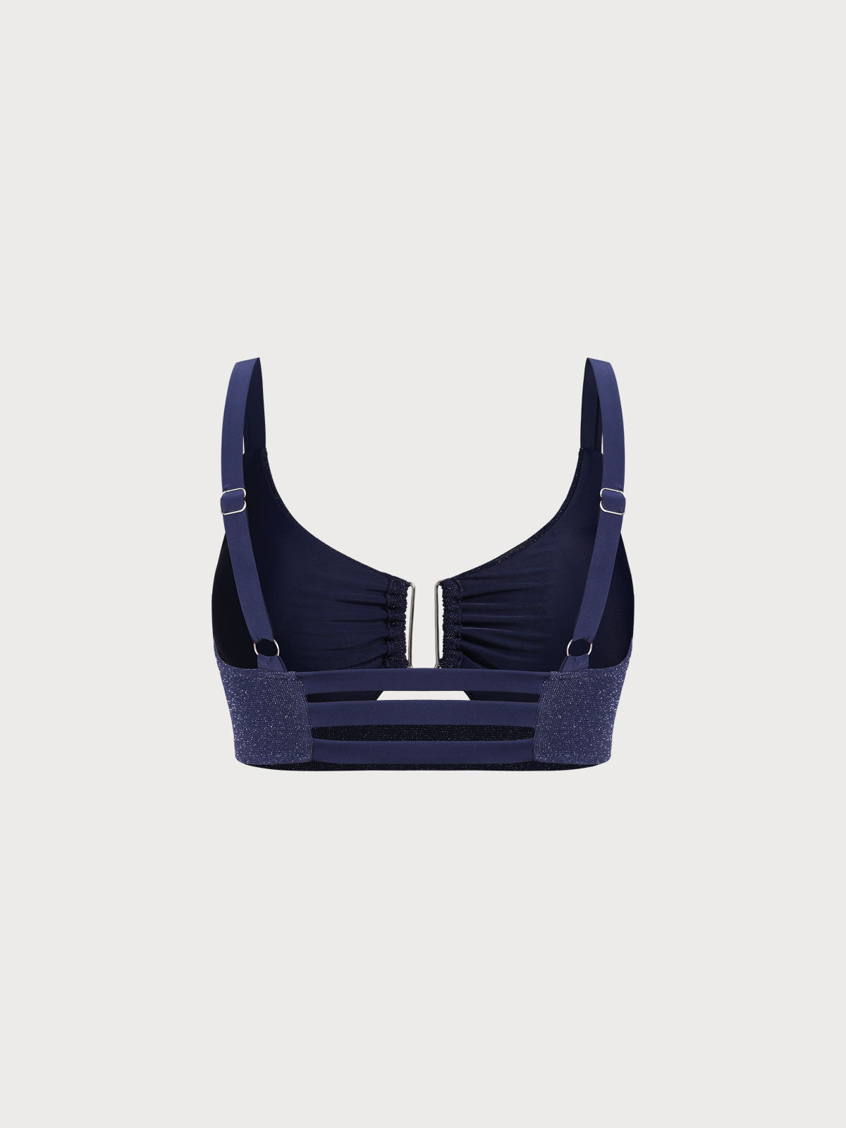 Blue Glitter Cut Out Plus Size Bikini Top