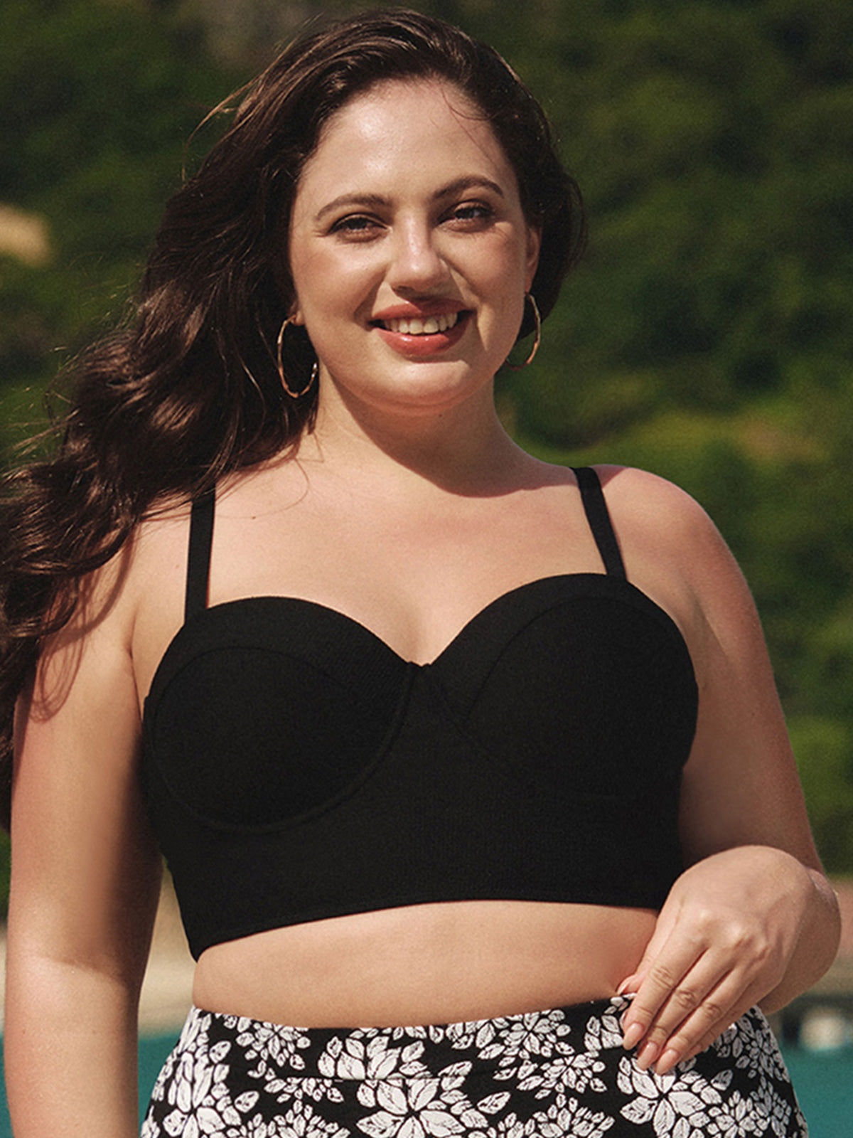 Black Underwire Strappy Plus Size Bikini Top