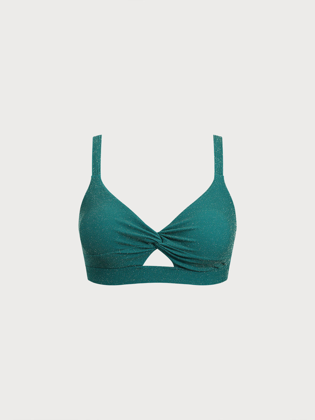 Green Lurex Twist Plus Size Bikini Top