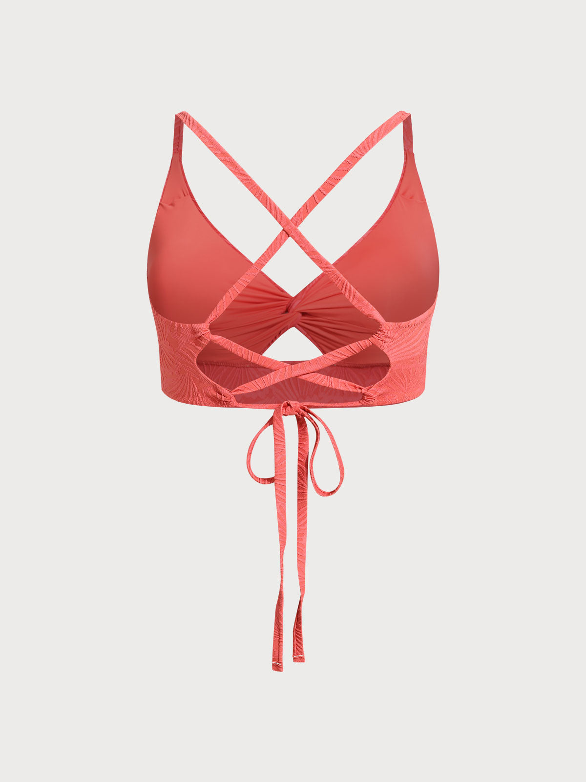 Red Jacquard Twist Plus Size Bikini Top