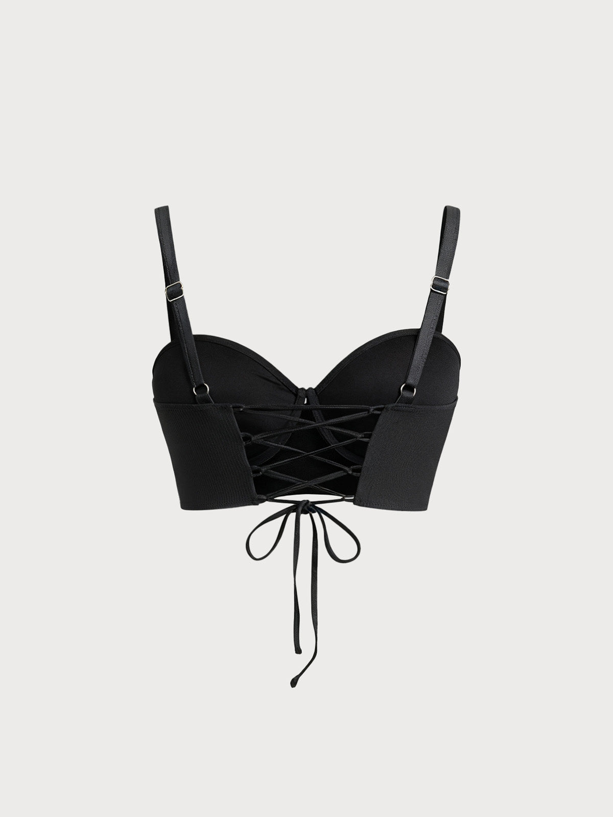 Black Underwire Strappy Plus Size Bikini Top