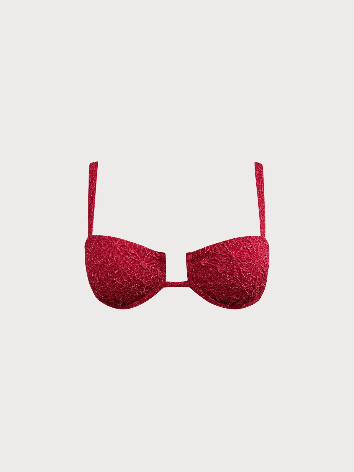 Wine Red Sparkle Textured Underwire Bikini Top