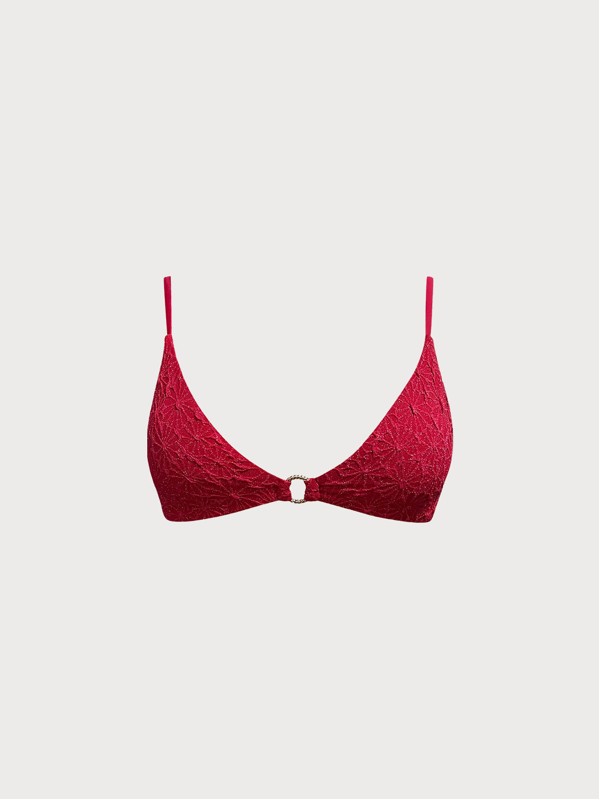Wine Red Textured O-Ring Bikini Top