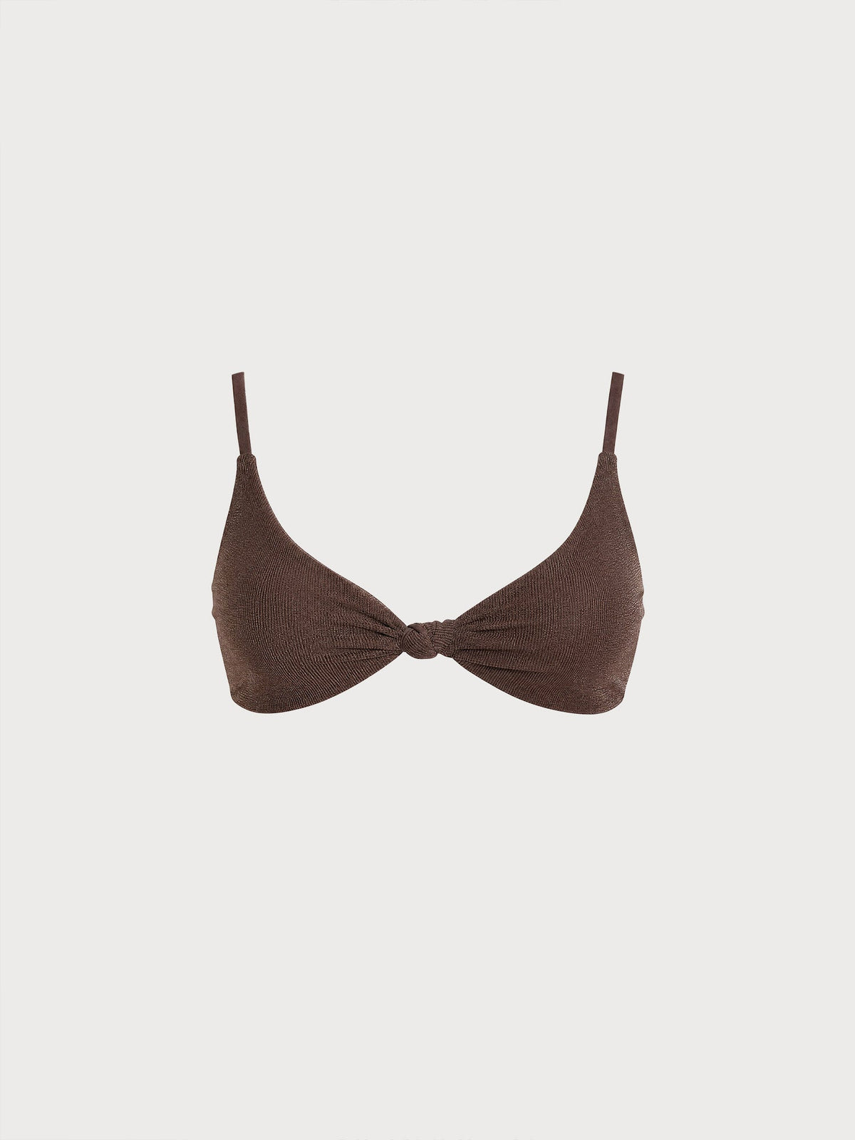 Brown Shimmer Knotted Triangle Bikini Top