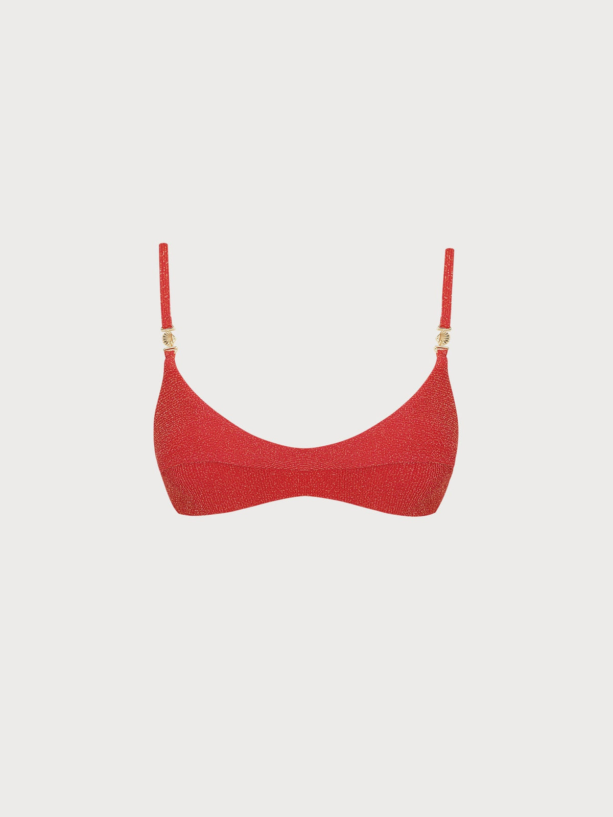 Red Glitter Gold-Accented Bikini Top