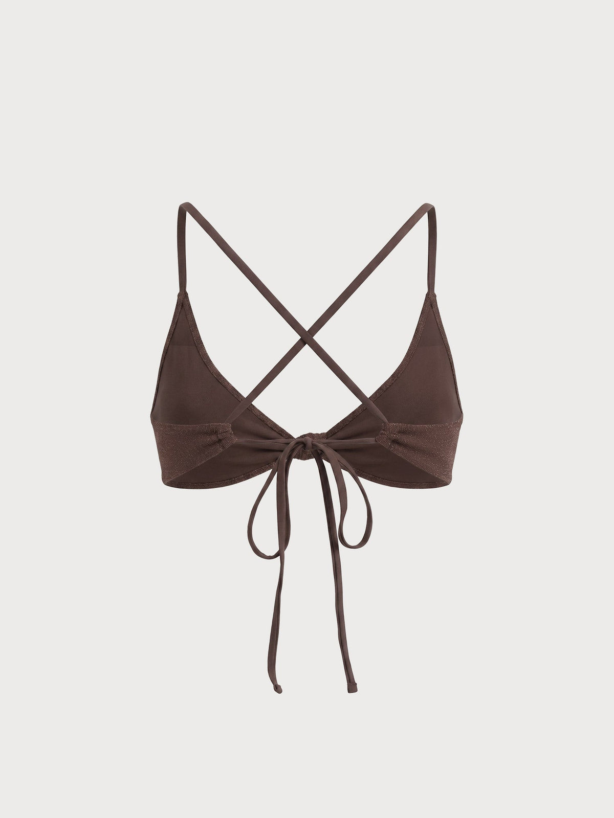 Brown Shimmer Knotted Triangle Bikini Top