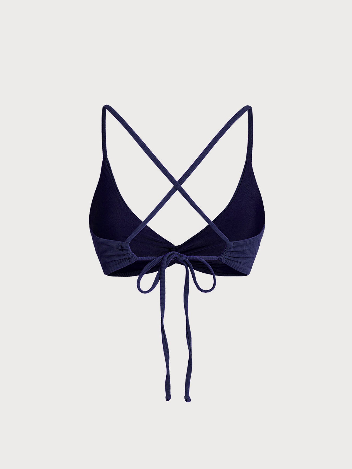 Navy Twist Backless Bikini Top