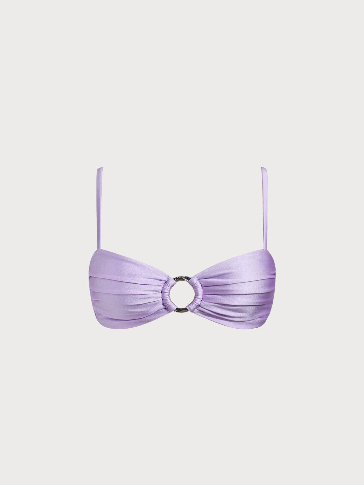 Purple Ruched O-Ring Bikini Top
