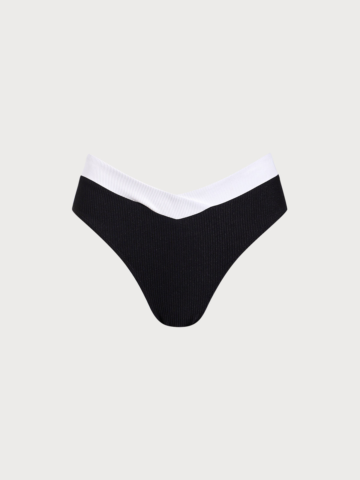 Contrast Trim V-Cut Full Coverage Bikini Bottom