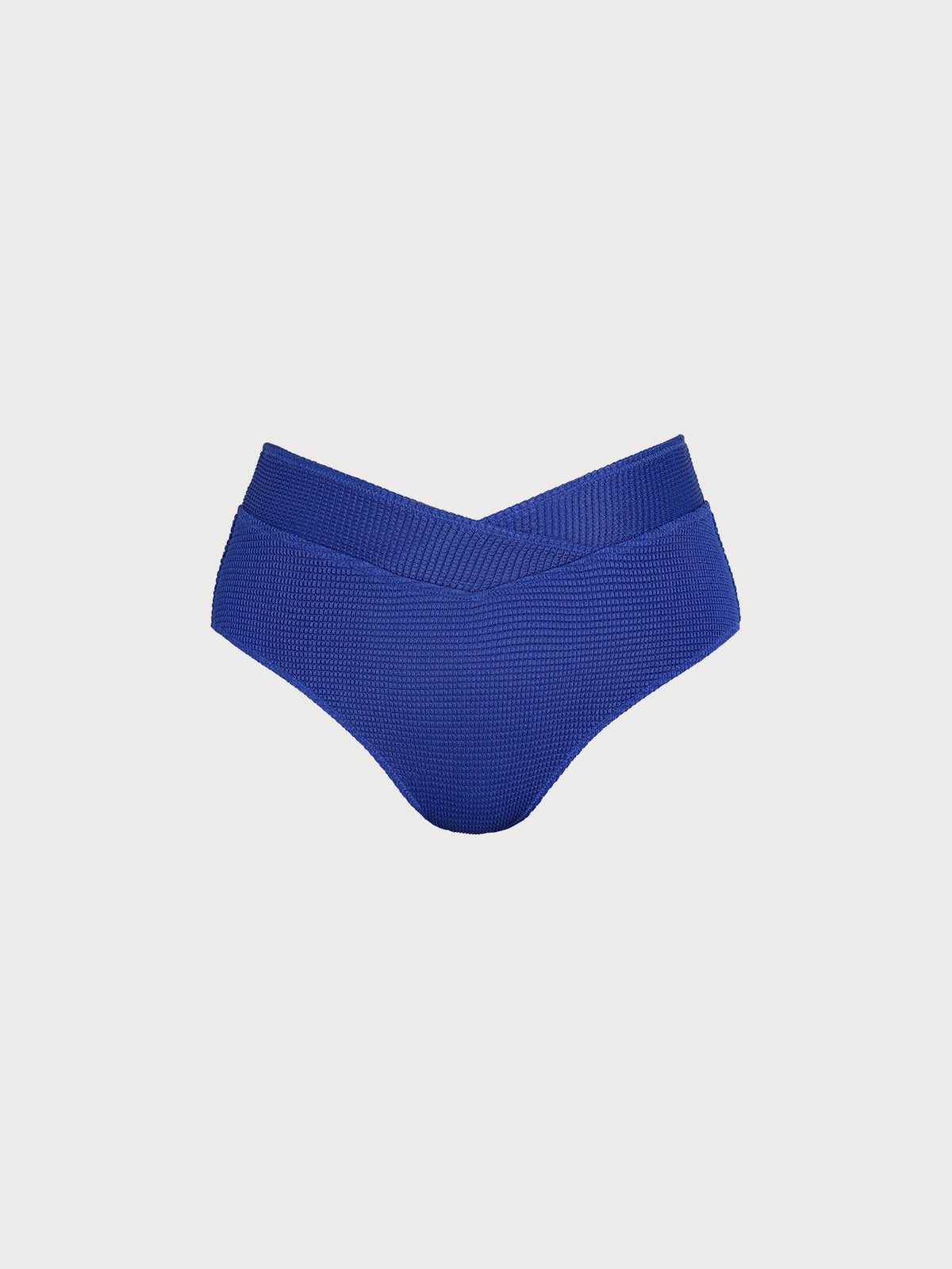 Blue Textured V Cut Plus Size Bikini Bottom