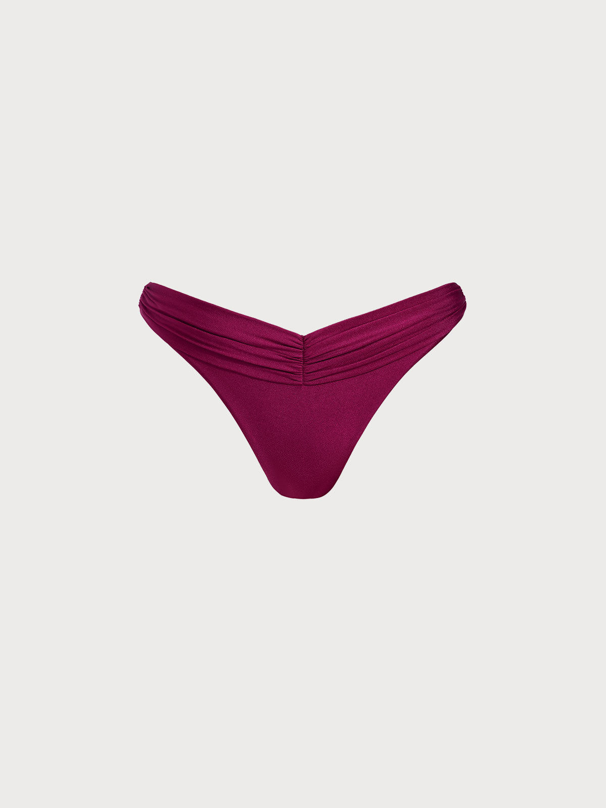 Burgundy Ruched Bikini Bottom