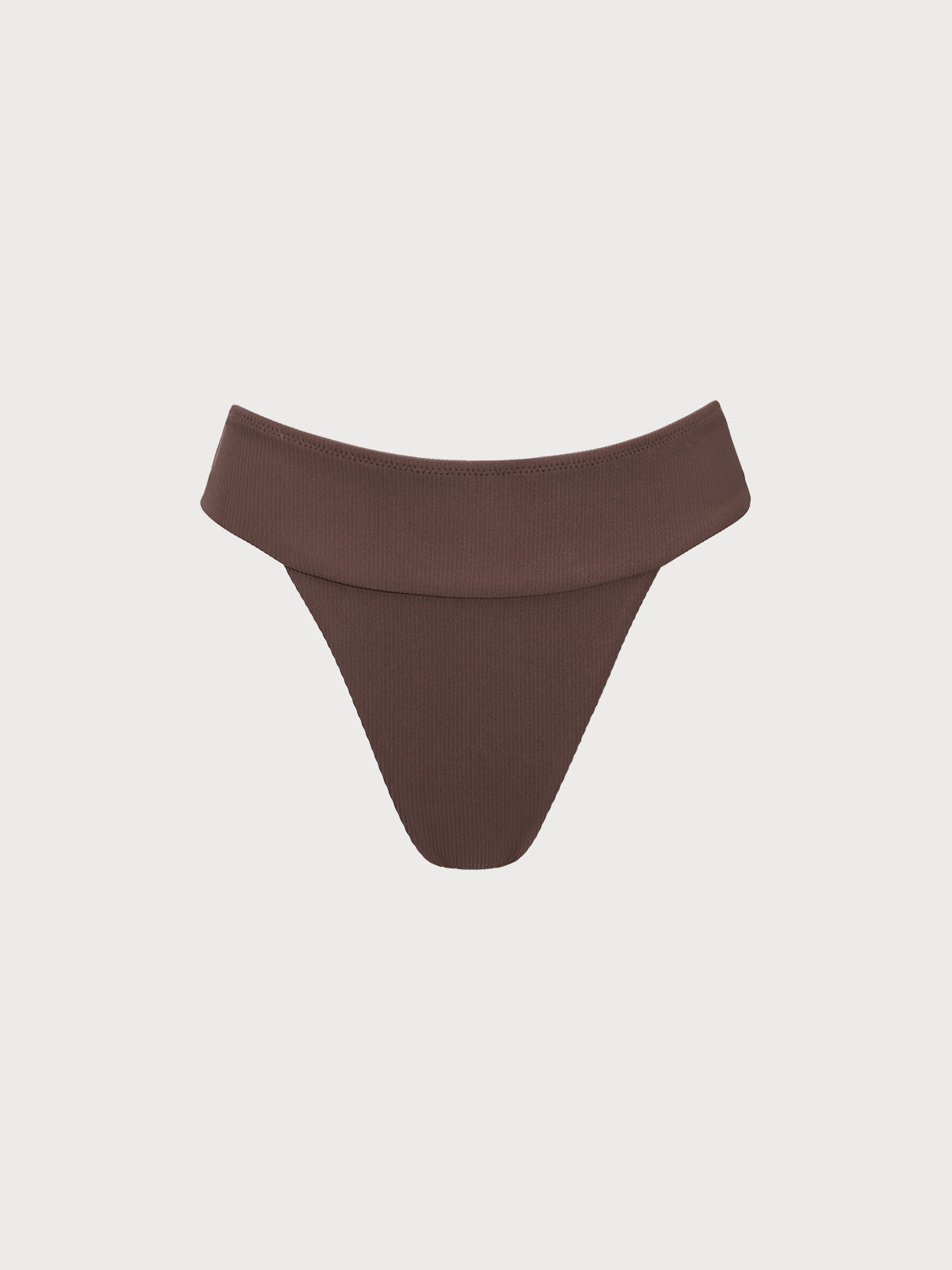 Dark Coffee Ribbed High Cut Bikini Bottom