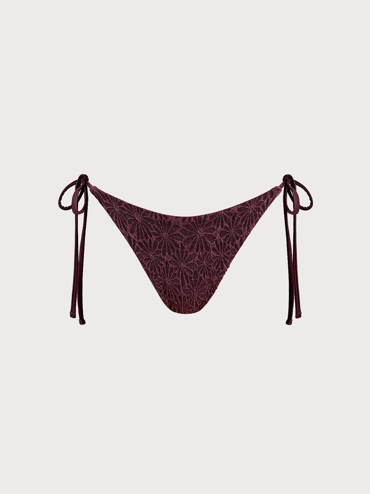 Dark Coffee Textured Tie Bikini Bottom