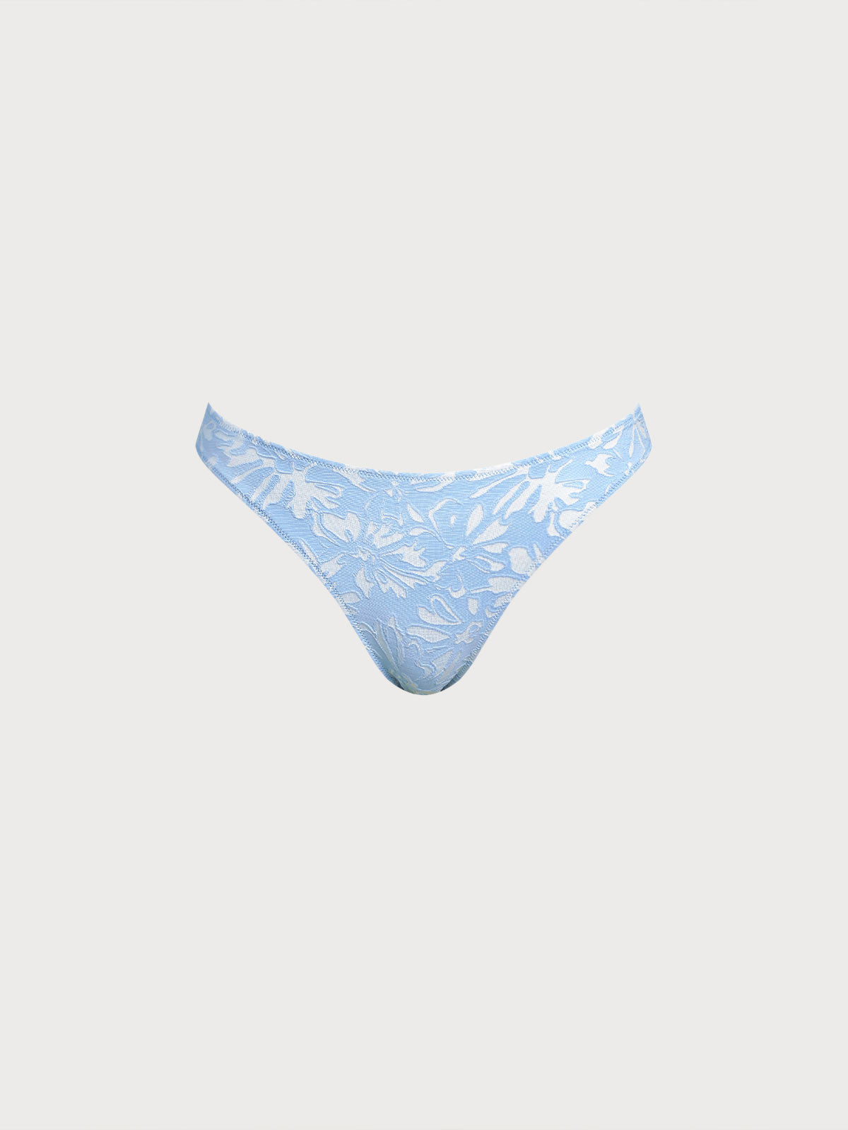 Light Blue Textured Full Coverage Bikini Bottom