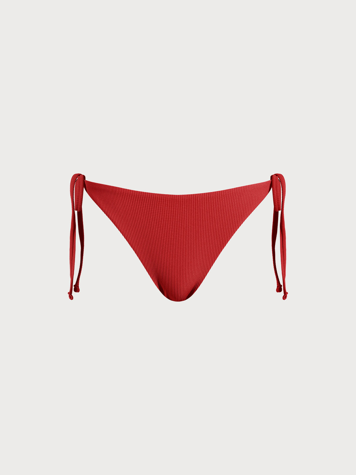 Red Solid Tie Bikini Bottom