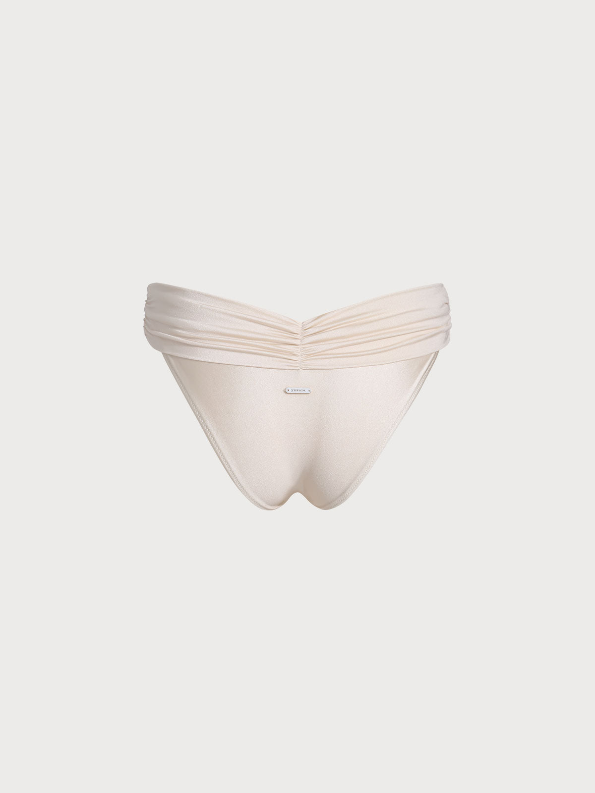 Off White Ruched Bikini Bottom