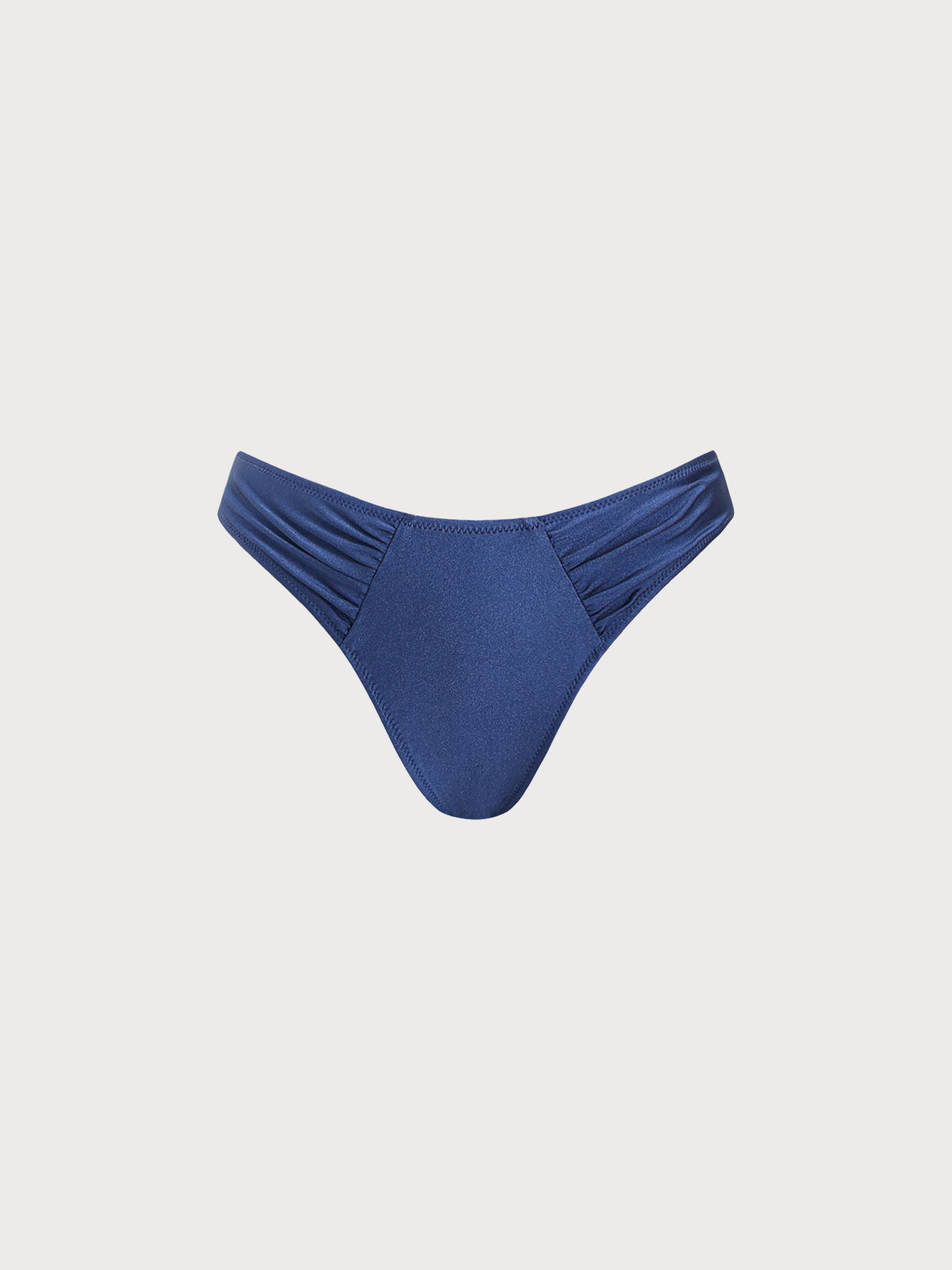 Blue Ruched Moderate Coverage Bikini Bottom