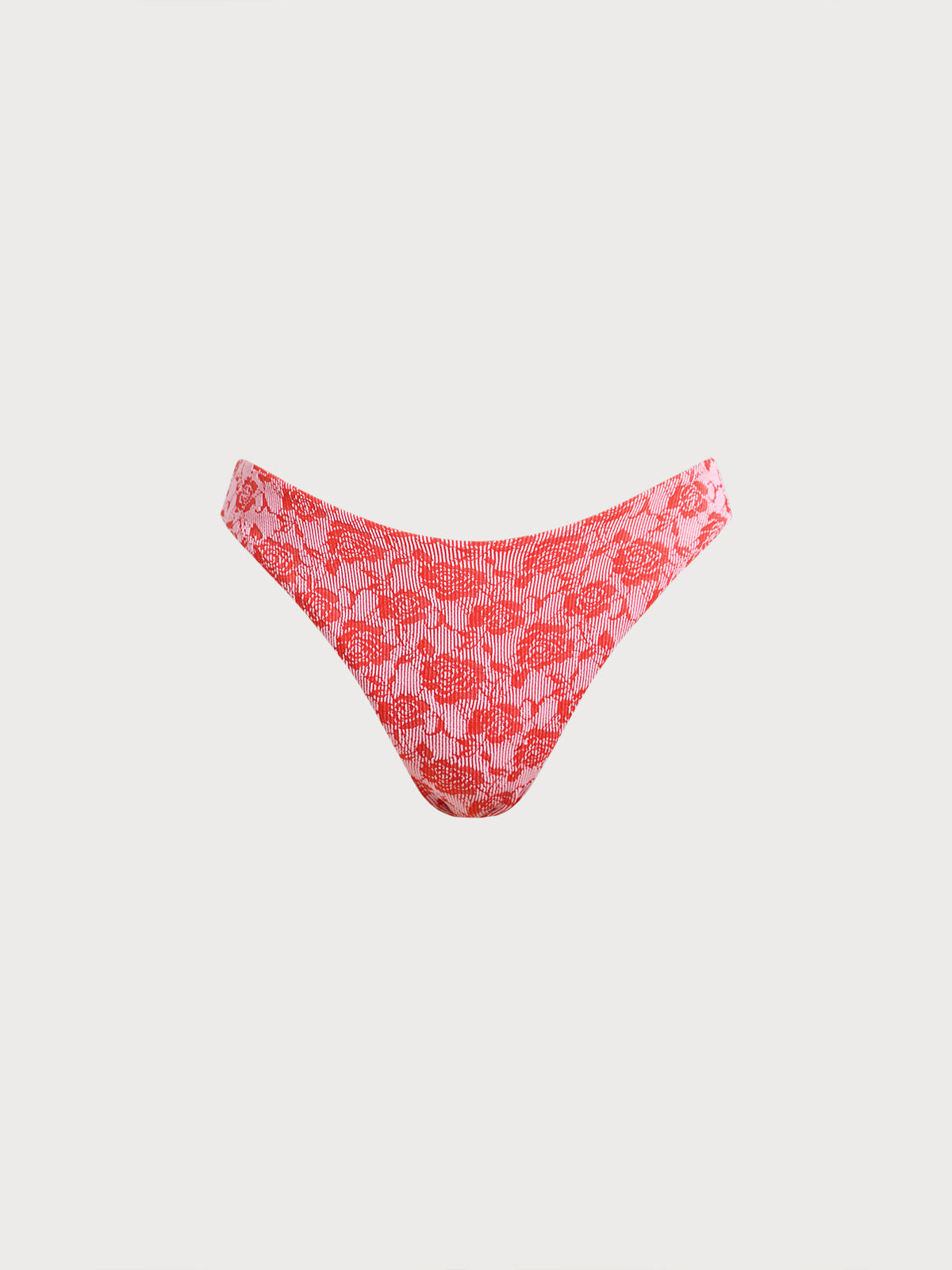 Red Rose Textured Bikini Bottom