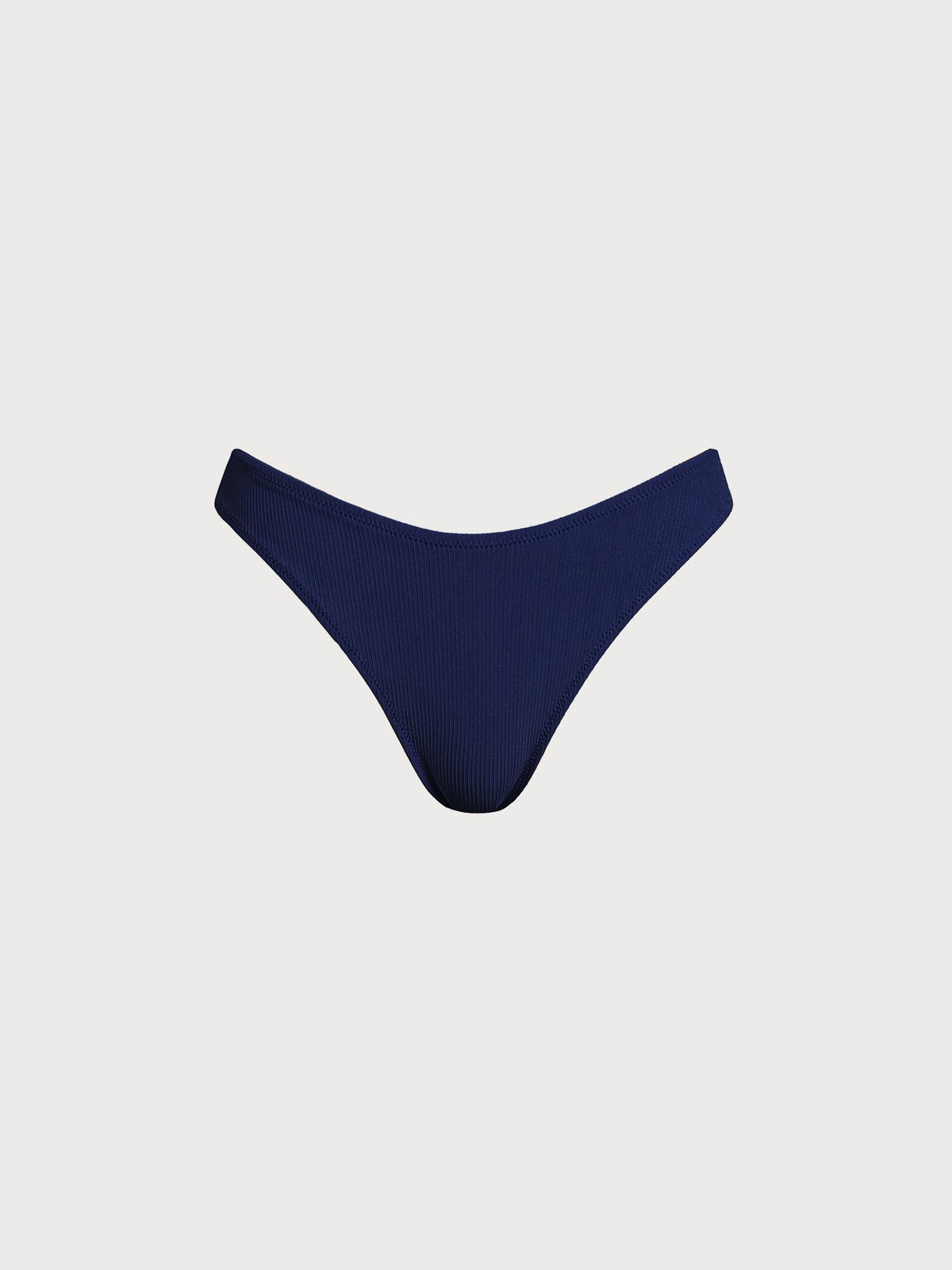 Navy Ribbed Full Coverage Bikini Bottom