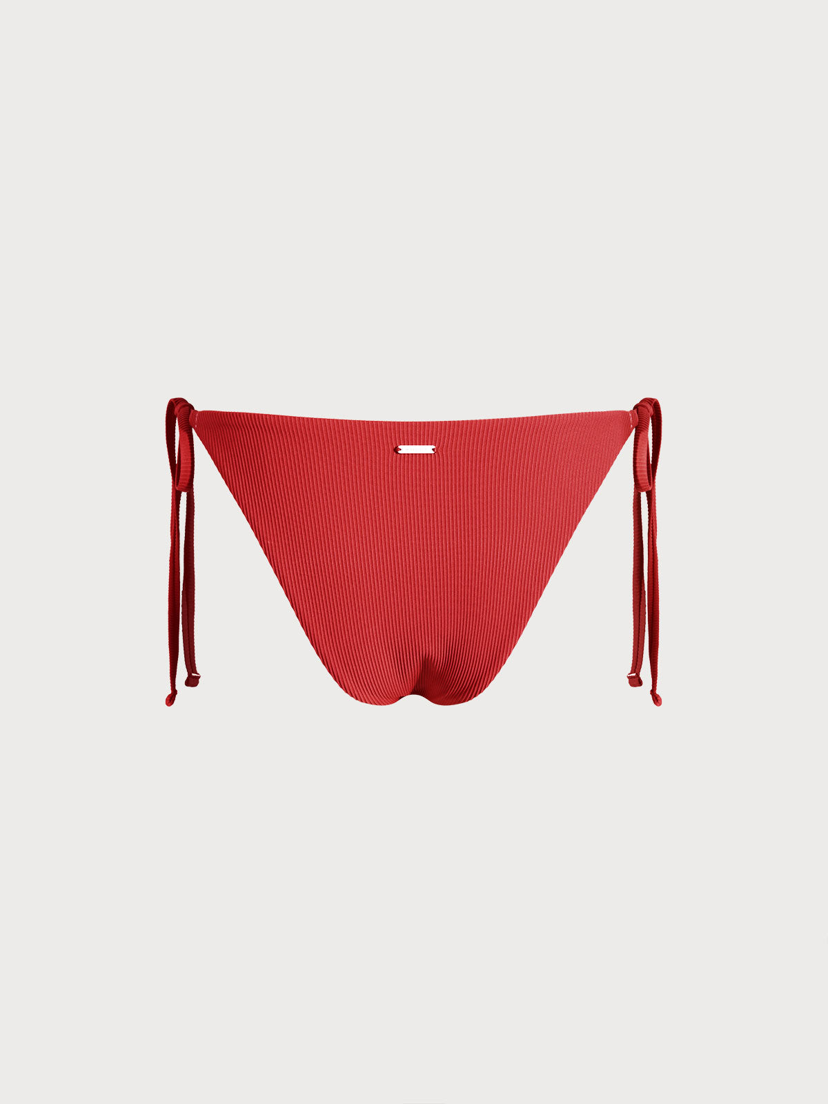 Red Solid Tie Bikini Bottom
