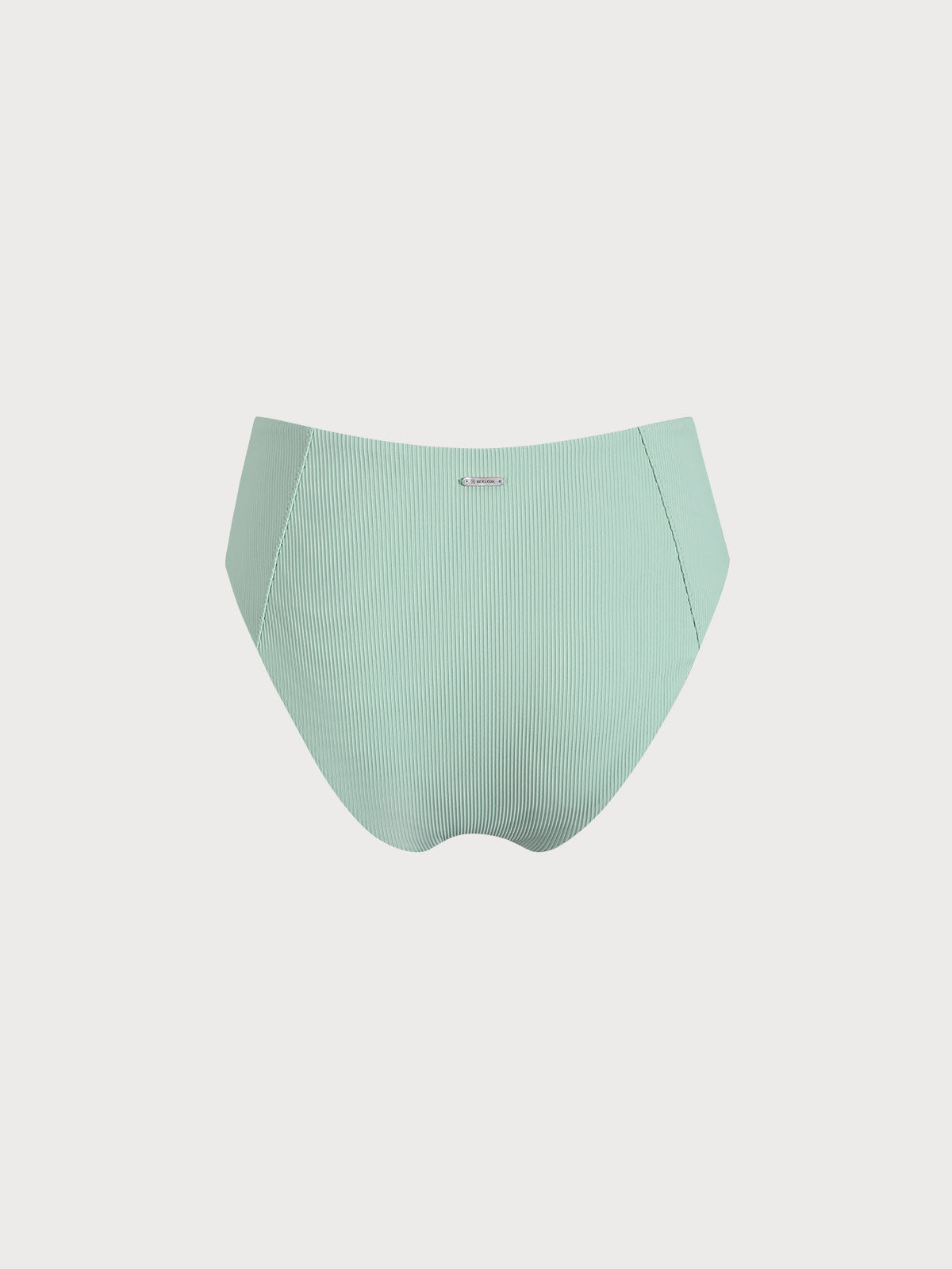 Cyan Ribbed Seam Full Coverage Bikini Bottom