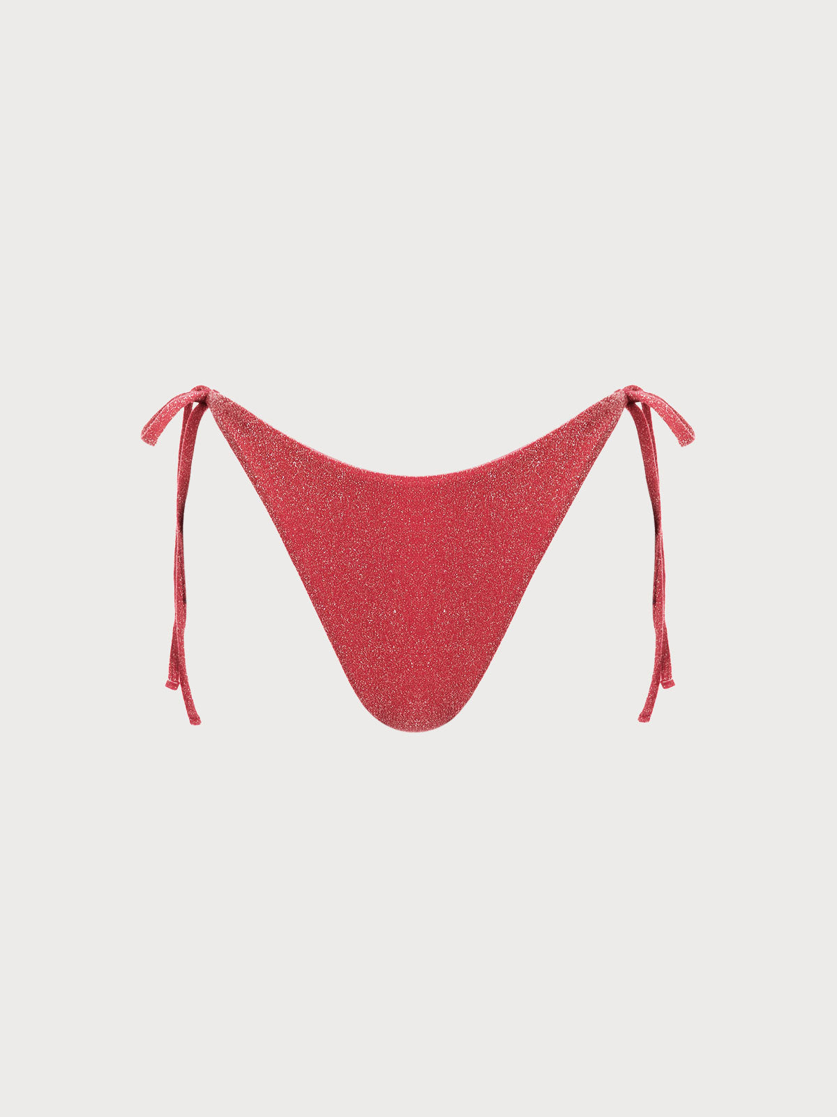 Red Lurex Tie Side Bikini Bottom