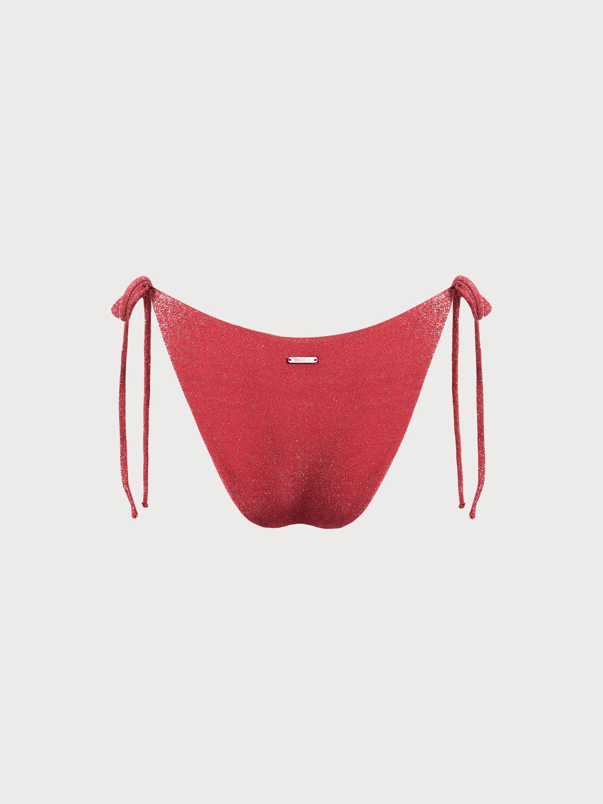 Red Lurex Tie Side Bikini Bottom