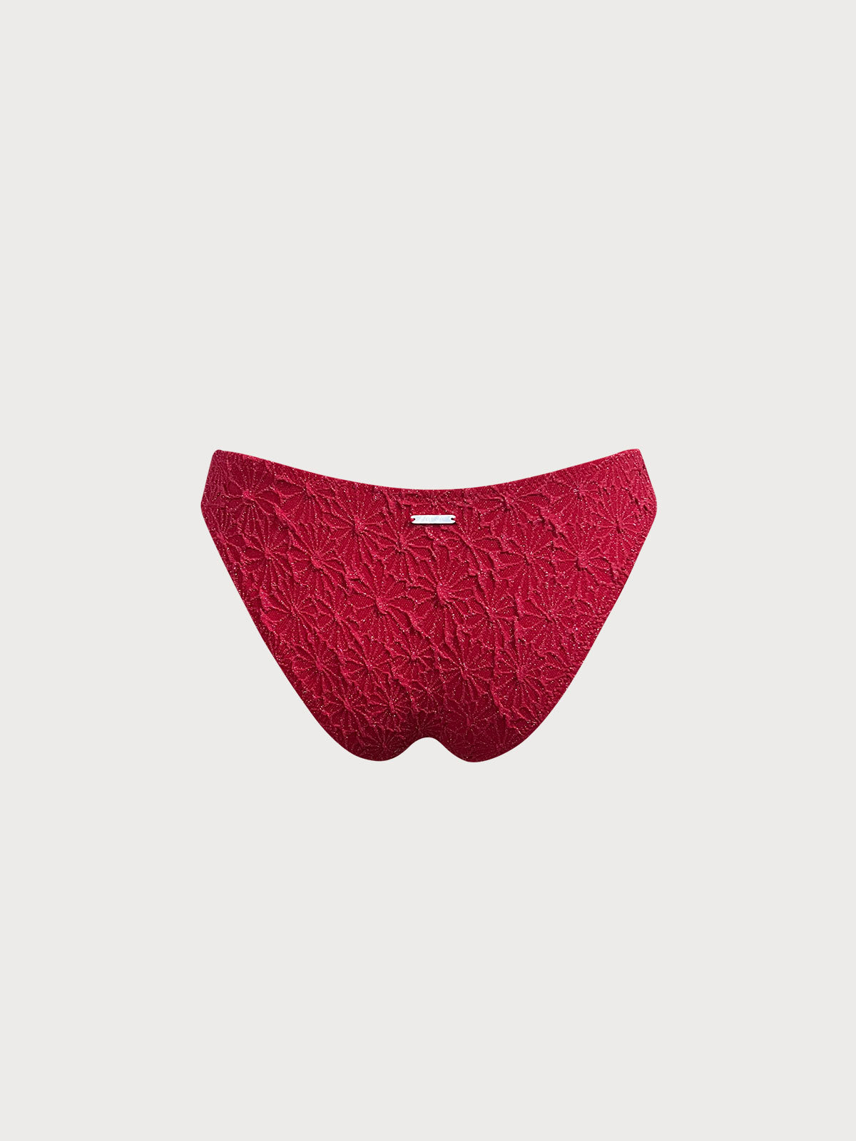 Wine Red Textured Bikini Bottom