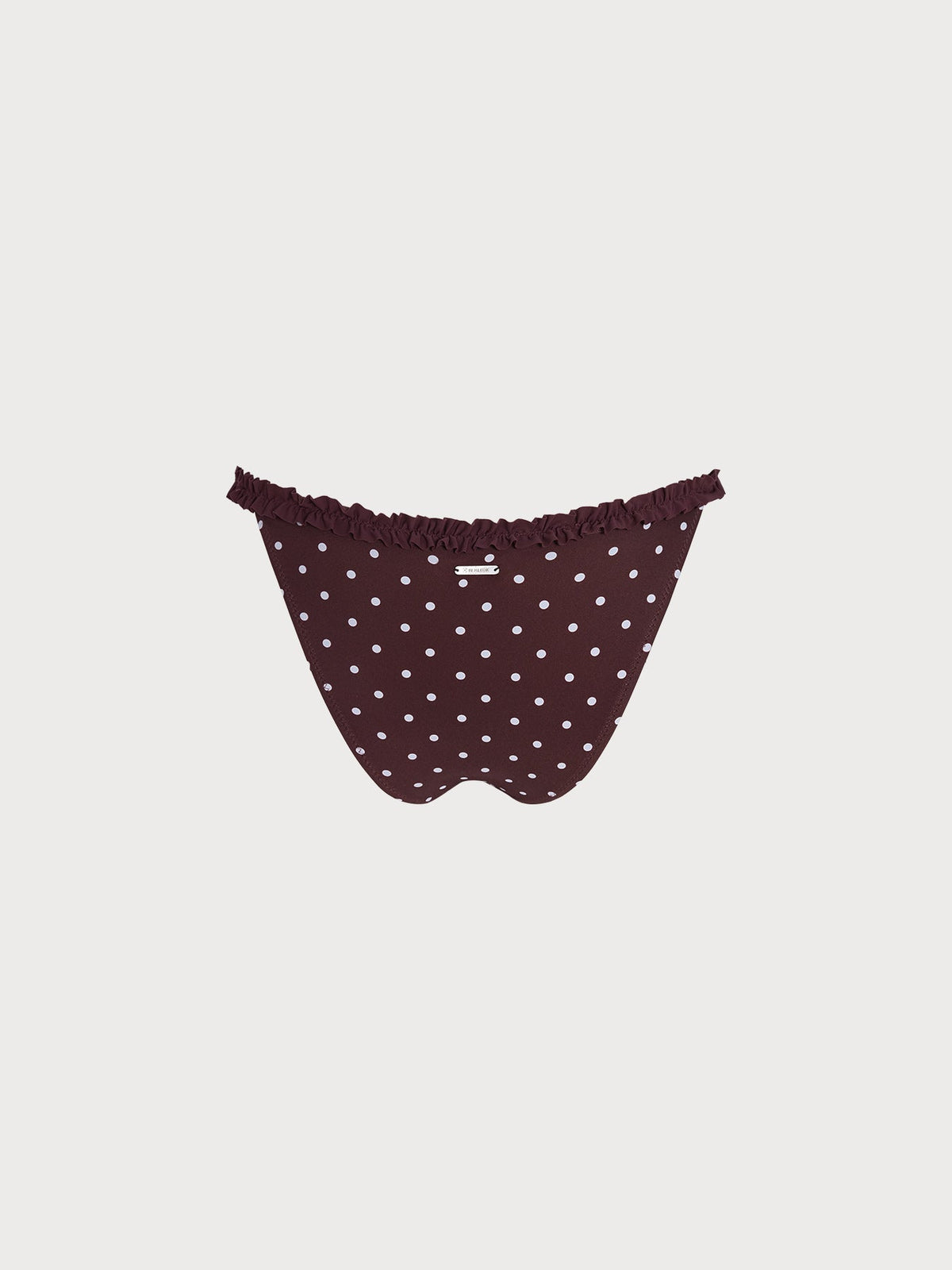 Brown Print Polka Dot Ruffled Bikini Bottom