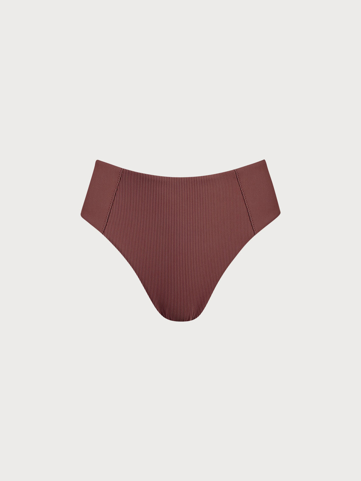 Brown Ribbed Seam Full Coverage Bikini Bottom