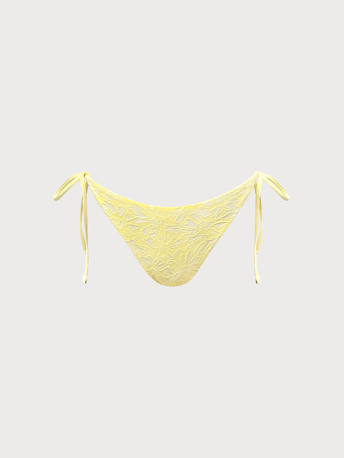 Yellow Textured Tie Bikini Bottom