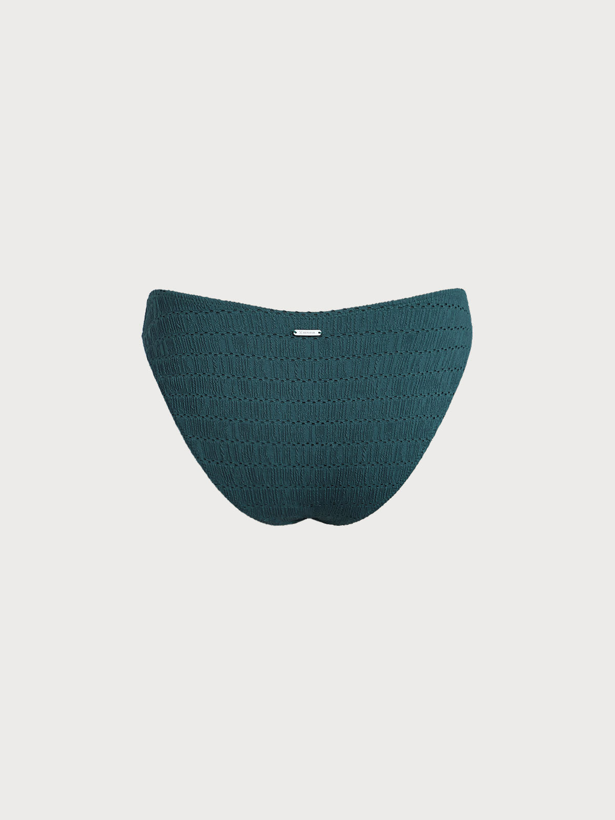 Dark Green Full Coverage Textured Bikini Bottom