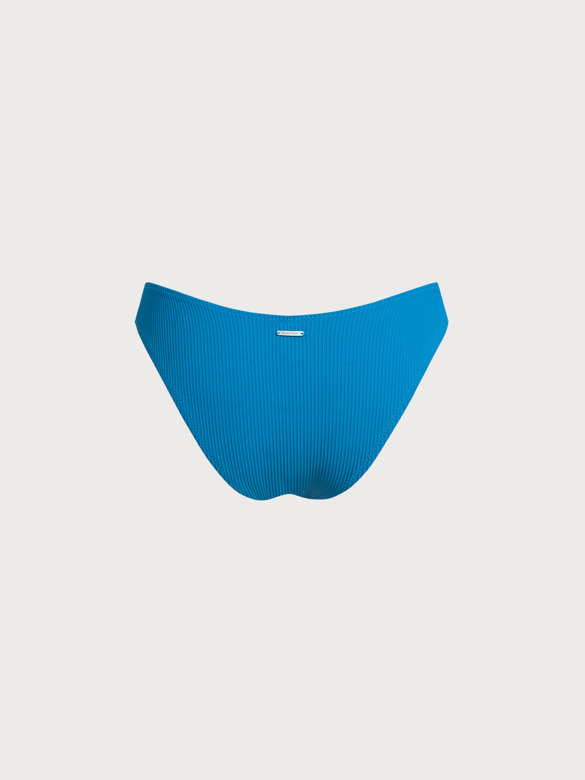 Blue Ribbed Ruched Bikini Bottom