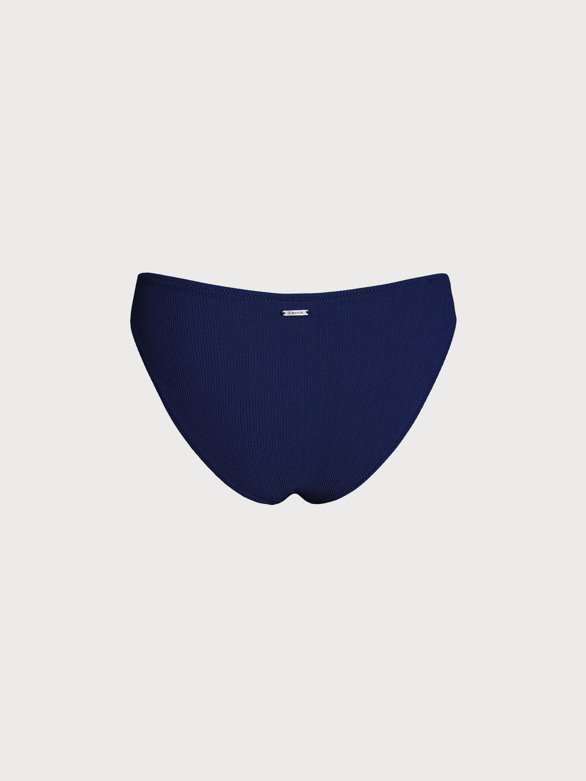 Navy Ribbed Full Coverage Bikini Bottom