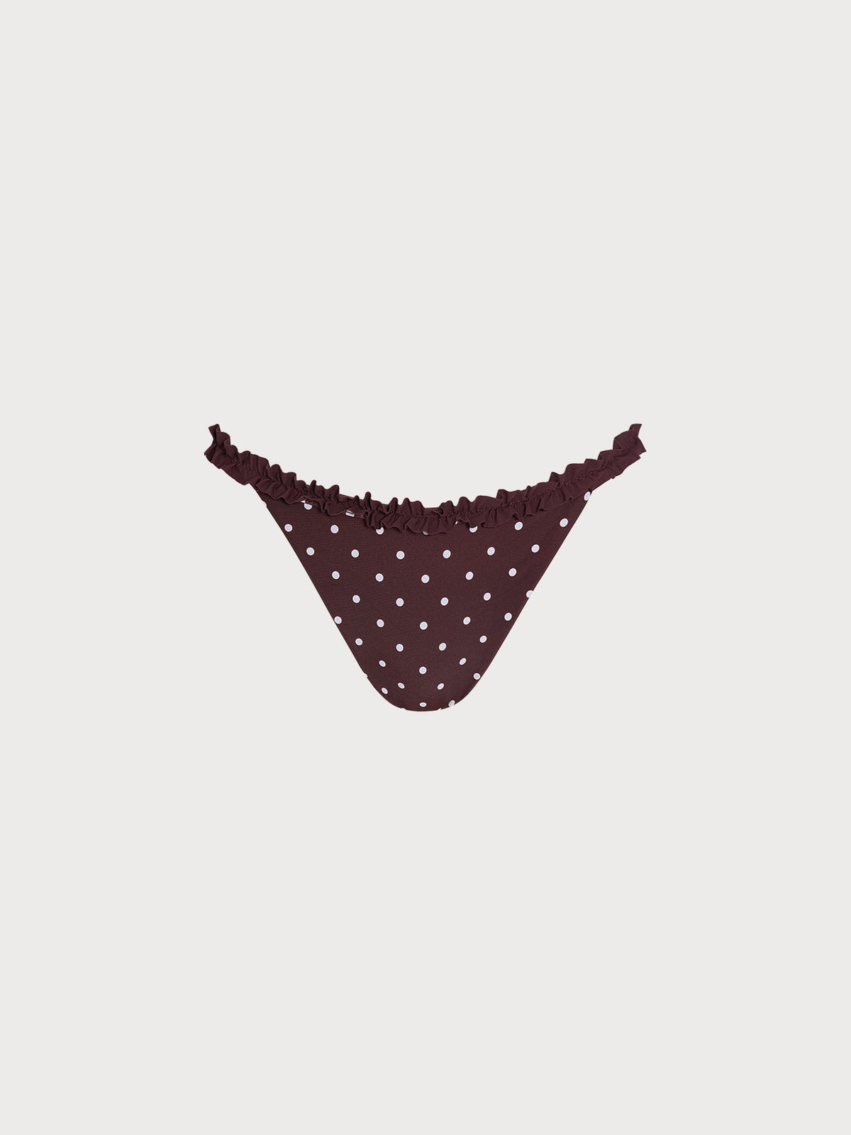 Brown Print Polka Dot Ruffled Bikini Bottom