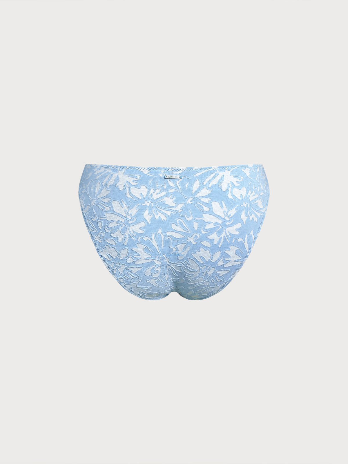 Light Blue Textured Full Coverage Bikini Bottom
