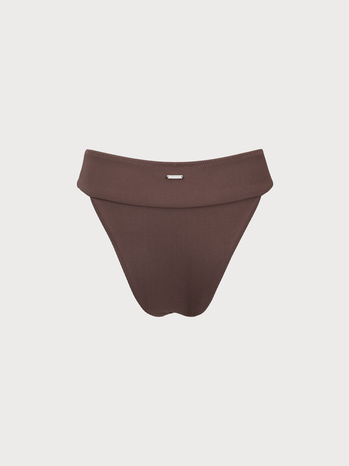 Dark Coffee Ribbed High Cut Bikini Bottom
