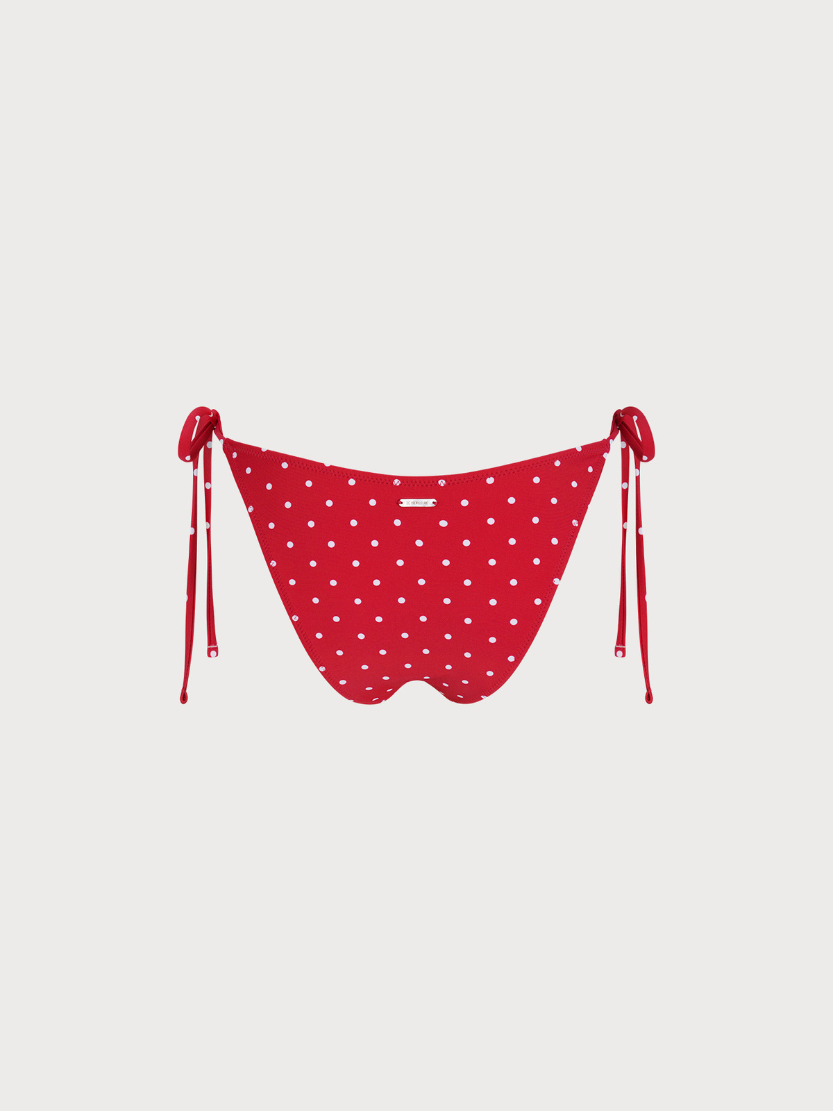 Red Print Polka Dot Tie Bikini Bottom