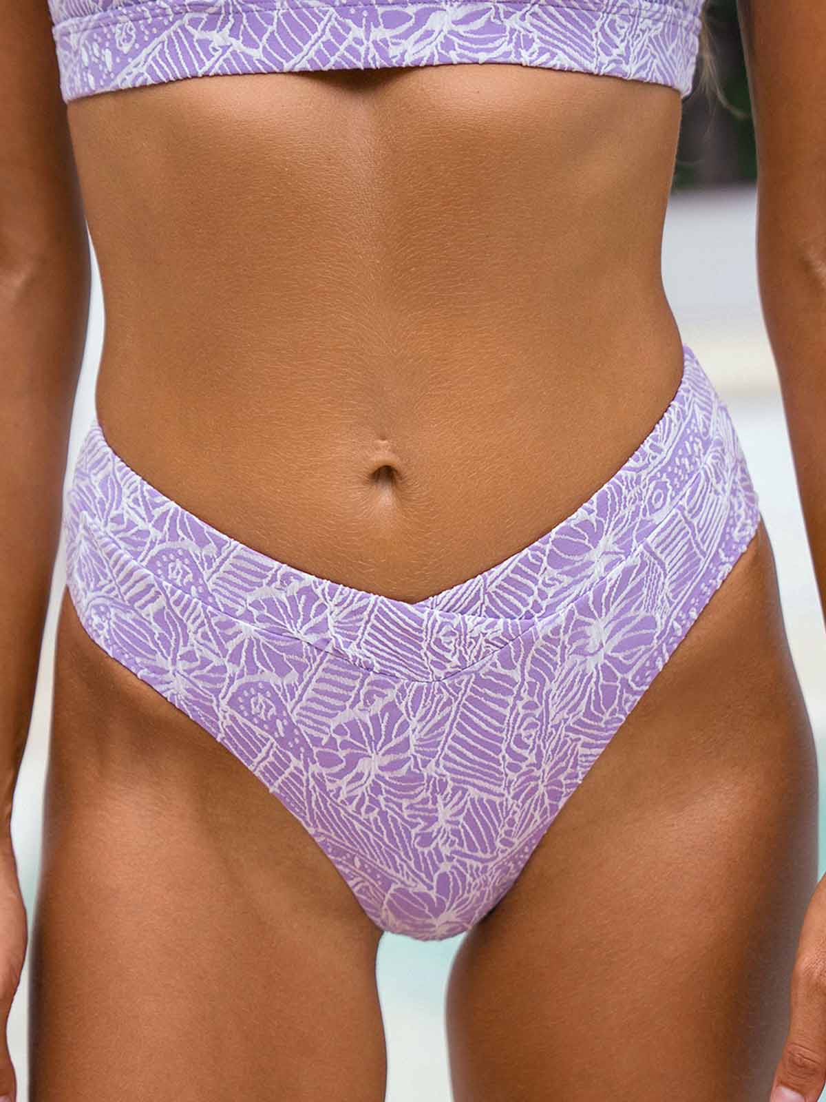 Purple Print High Waisted Bikini Bottom