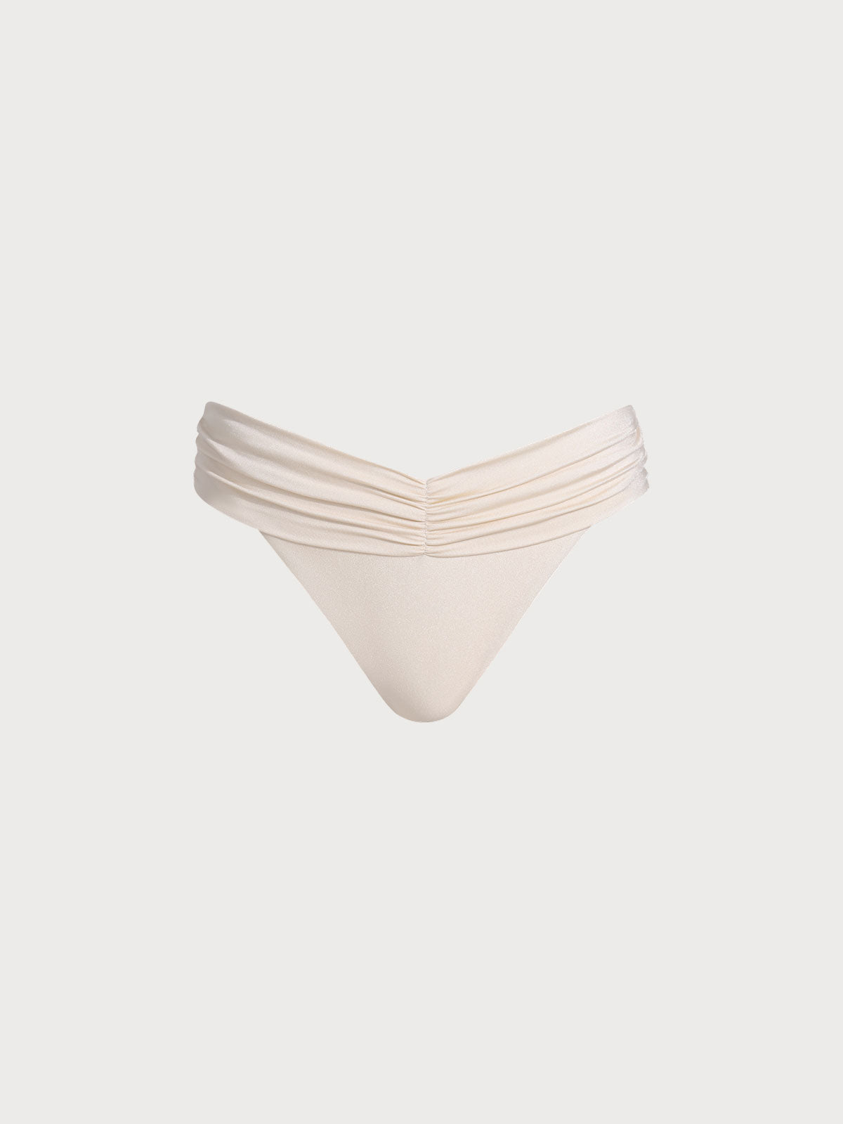 Off White Ruched Bikini Bottom