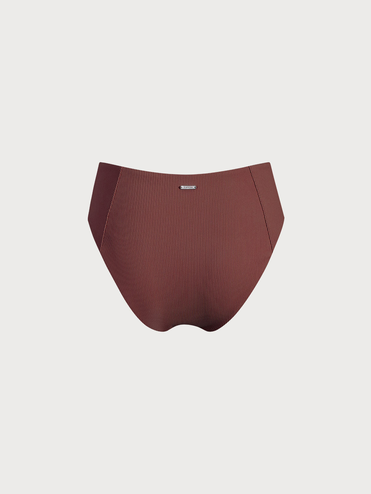 Brown Ribbed Seam Full Coverage Bikini Bottom