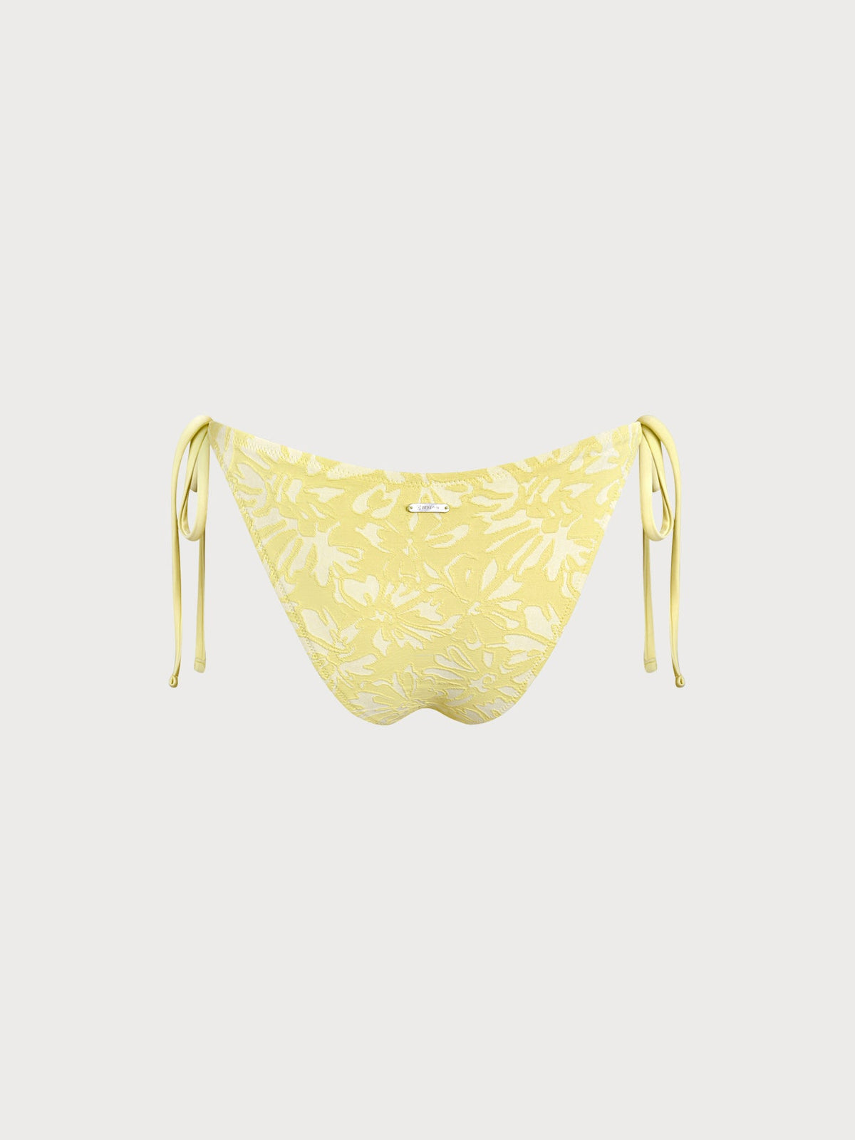 Yellow Textured Tie Bikini Bottom
