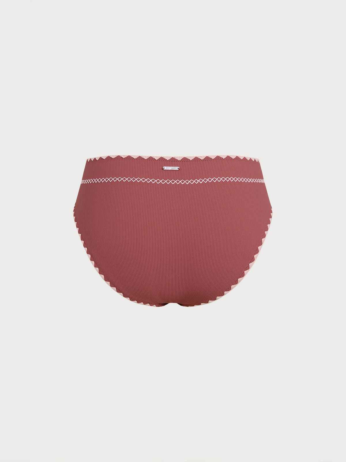 Brick Red Contrast Stitch Bikini Bottom