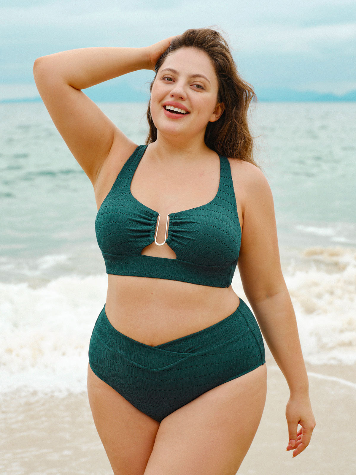 Dark Green V Cut Plus Size Bikini Bottom